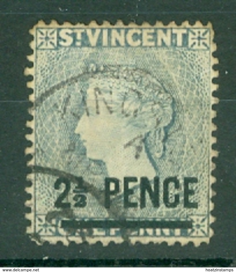 St Vincent: 1890/93   QV - Surcharge    SG55     2½d On 1d   Grey-blue  Used - St.Vincent (...-1979)