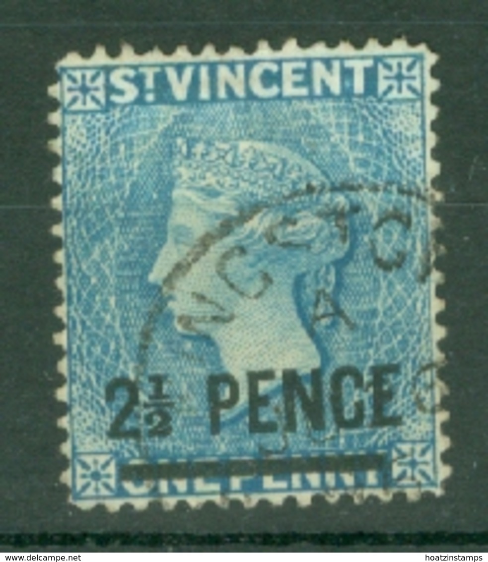 St Vincent: 1890/93   QV - Surcharge    SG55a     2½d On 1d   Blue  Used - St.Vincent (...-1979)