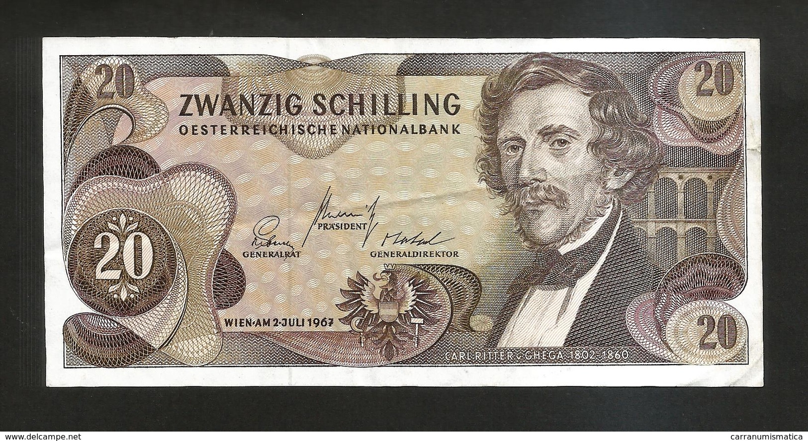 AUSTRIA / OESTERREICHISCHE NATIONALBANK - 20 SHILLING - (Wien 1967) Carl Ritter Von Ghega - Austria
