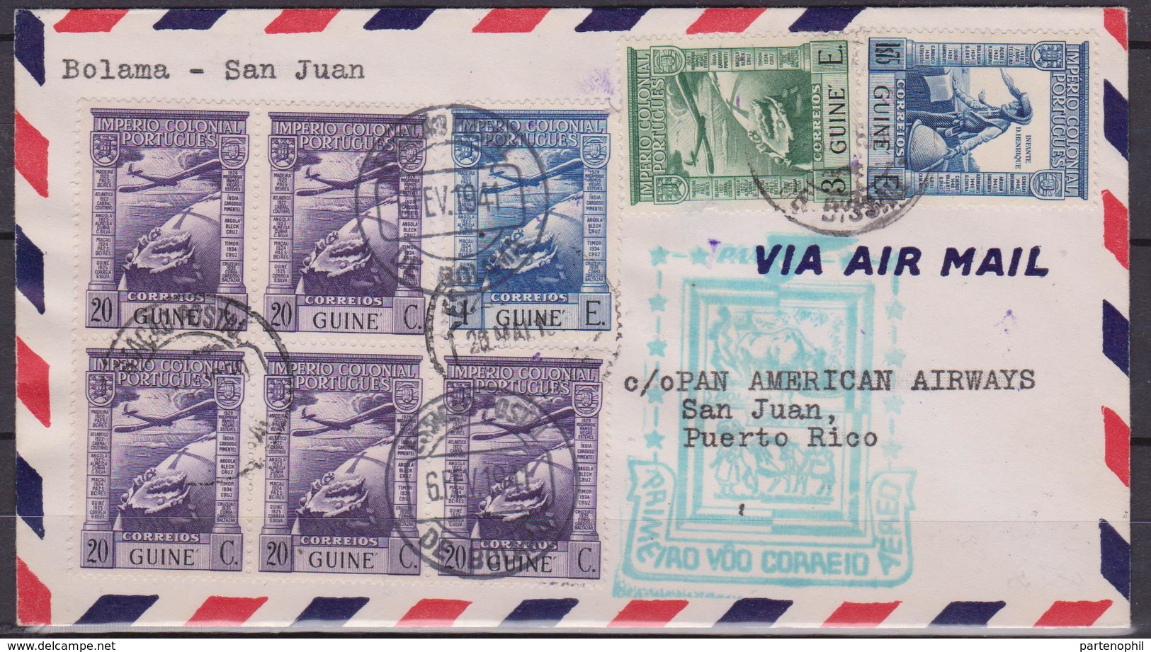 Portuguese Guinee 1941 First Flight Cover, Boloma To San Juan - Airplanes