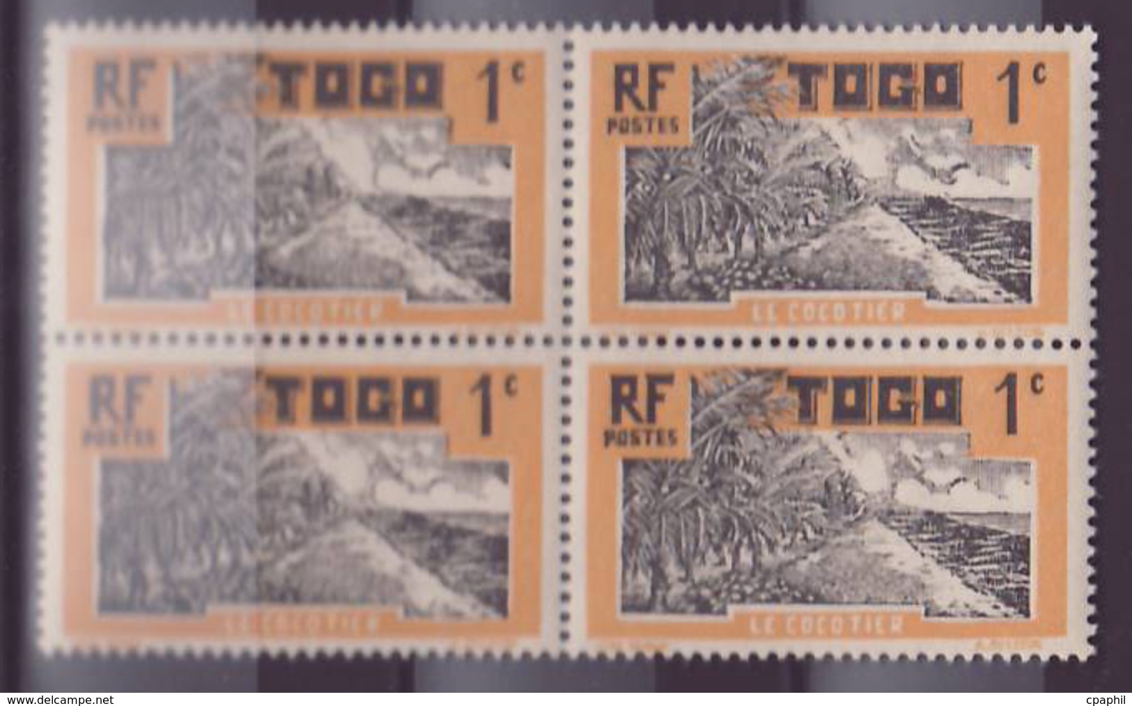 Togo N�61 1c Cocotier ** Bloc De 4 - Unused Stamps