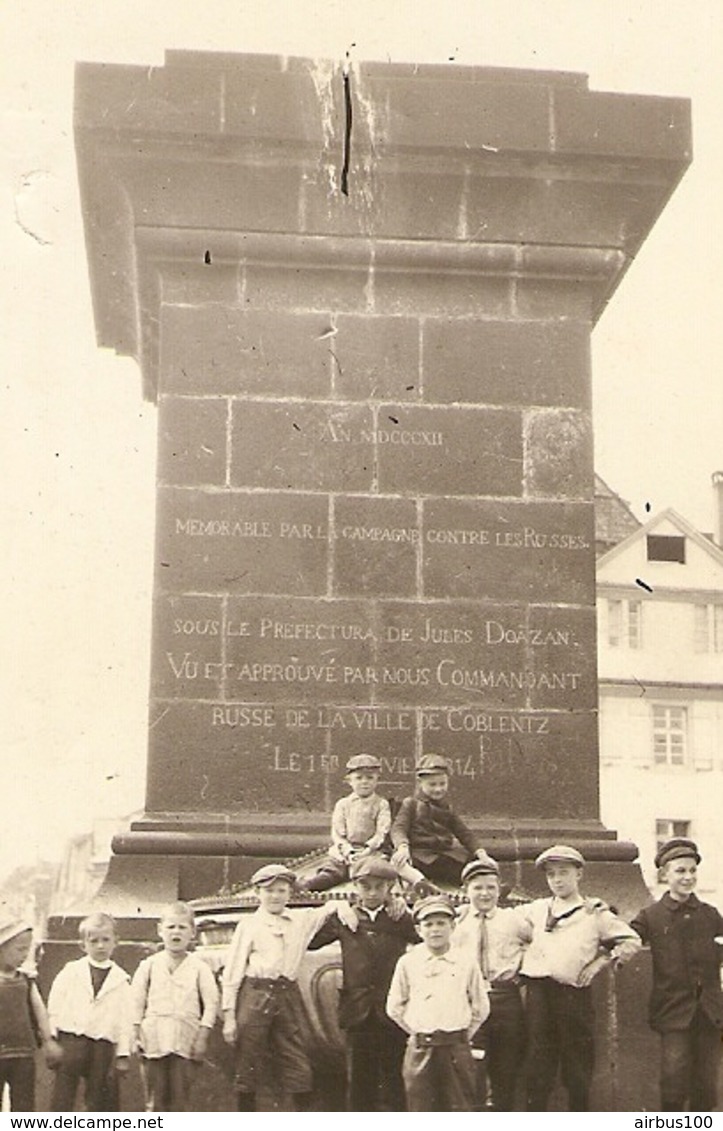 PHOTO 2/7/1912 COBLENTZ COBLENCE - MEMORIAL CAMPAGNE CONTRE LA RUSSIE SOUS LE PREFECTORAT DE JULES DOAZAN - RUSSIA - Lieux