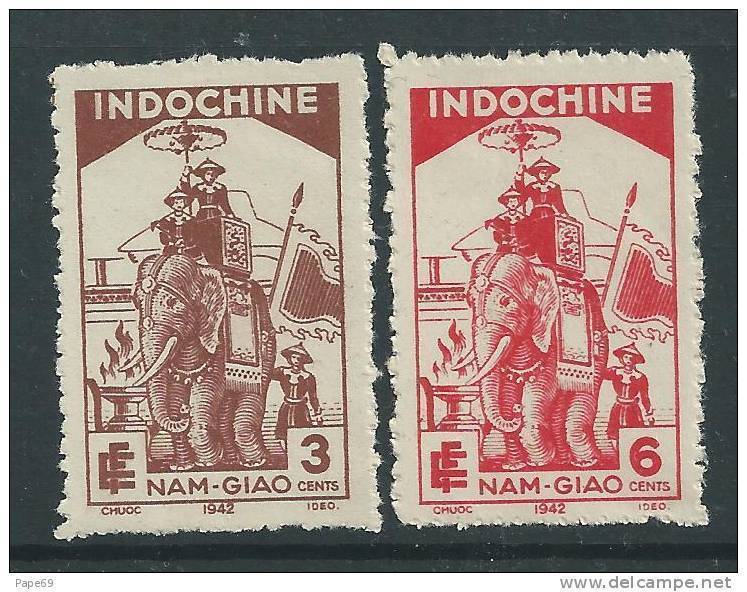 Indochine N° 227 / 28  XX  Fêtes Du Nam-Giao, Les 2 Valeurs Sans Charnière Dentelure Habituelle Sinon TB - Neufs