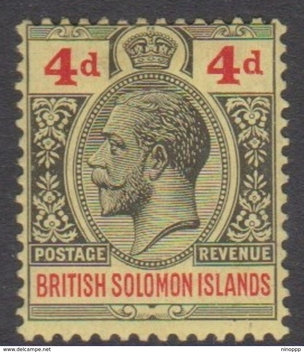 British Solomon Islands SG 29 1914-23 King George V, 4d Black Red Yellow, Mint Hinged - British Solomon Islands (...-1978)