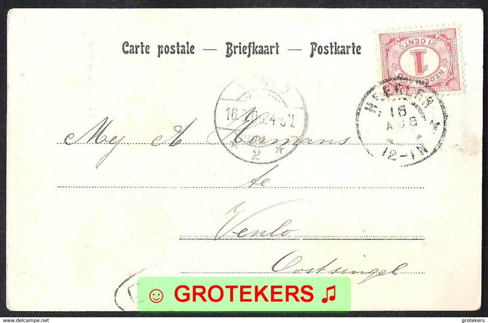 Aankomststempel Venlo 2 Langebalk Met Arcering (LBMN 0063) Op Ansicht VALKENBURG Gezicht Op De Geul 1906 LEES - Poststempels/ Marcofilie