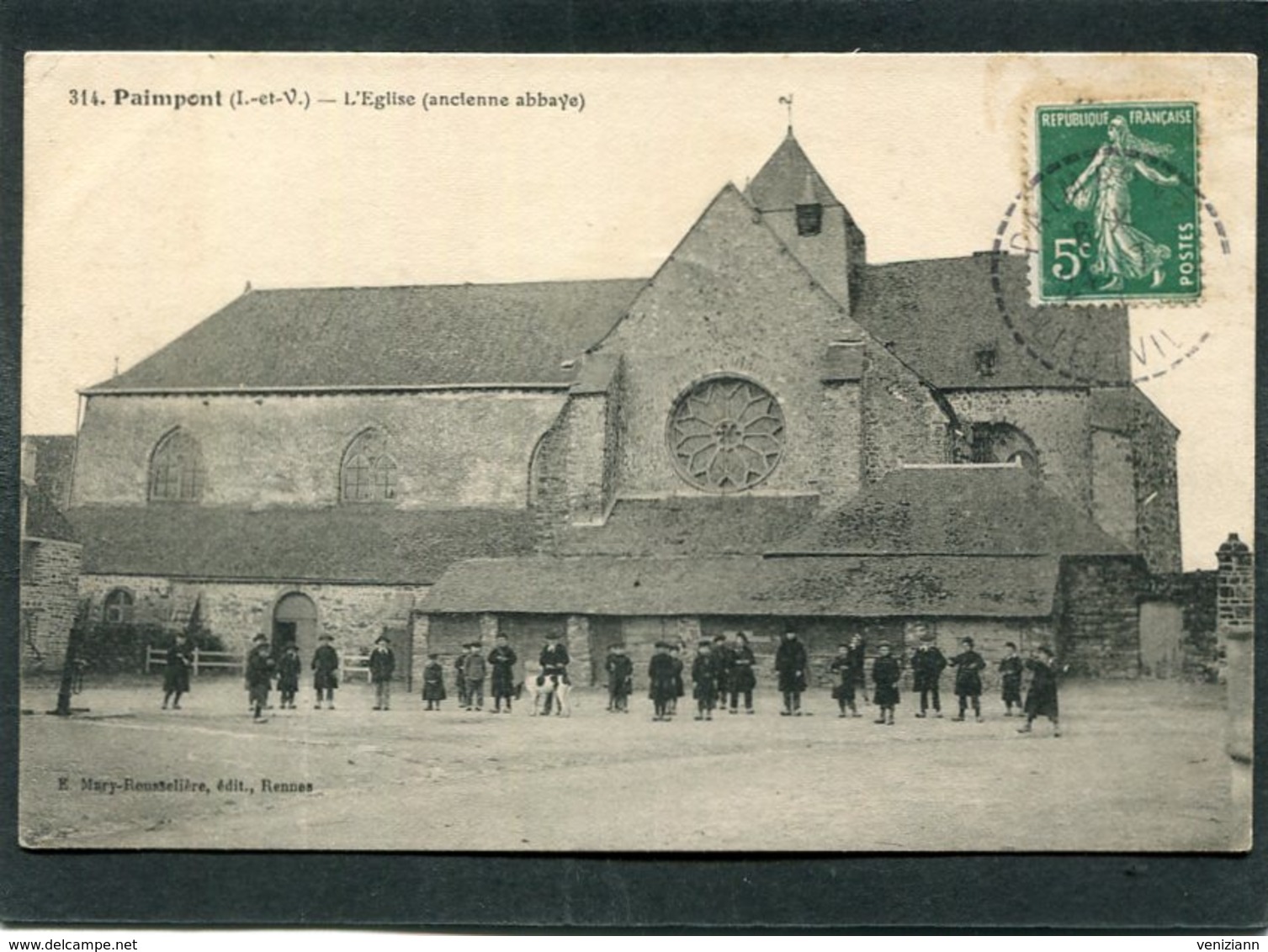 CPA - PAIMPONT - L'Eglise (ancienne Abbaye), Très Animé - Paimpont