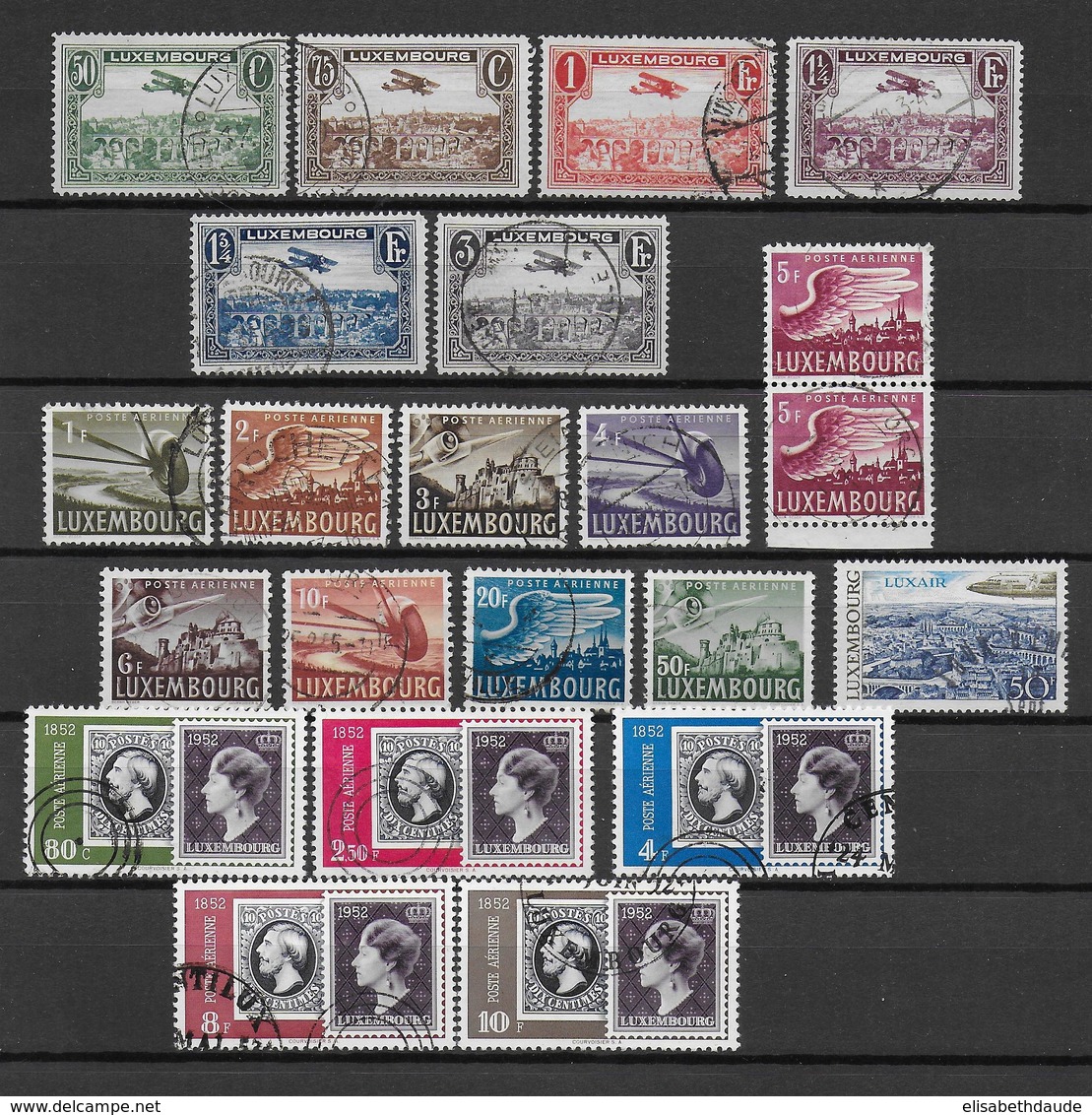 LUXEMBOURG - POSTE AERIENNE COMPLETE - YVERT N° 1/21 OBLITERES - COTE = 140 EUR. - Used Stamps