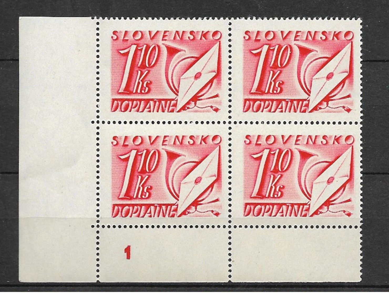 N-44-SLOVAKIA 1942-POSTAGE DUE STAMP II.-COLOUR STAMP RED -MNH ** ** - Ungebraucht