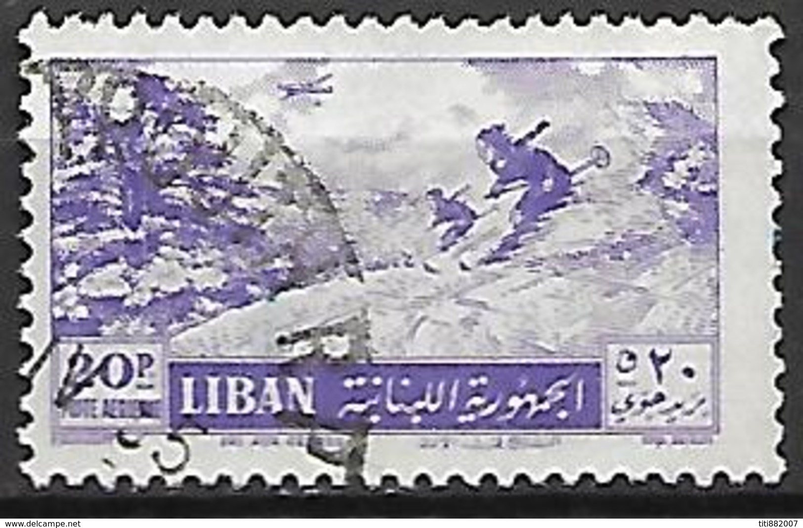 LIBAN    -    Aéro   -   Ski Aux Cédres.  Oblitéré. - Liban