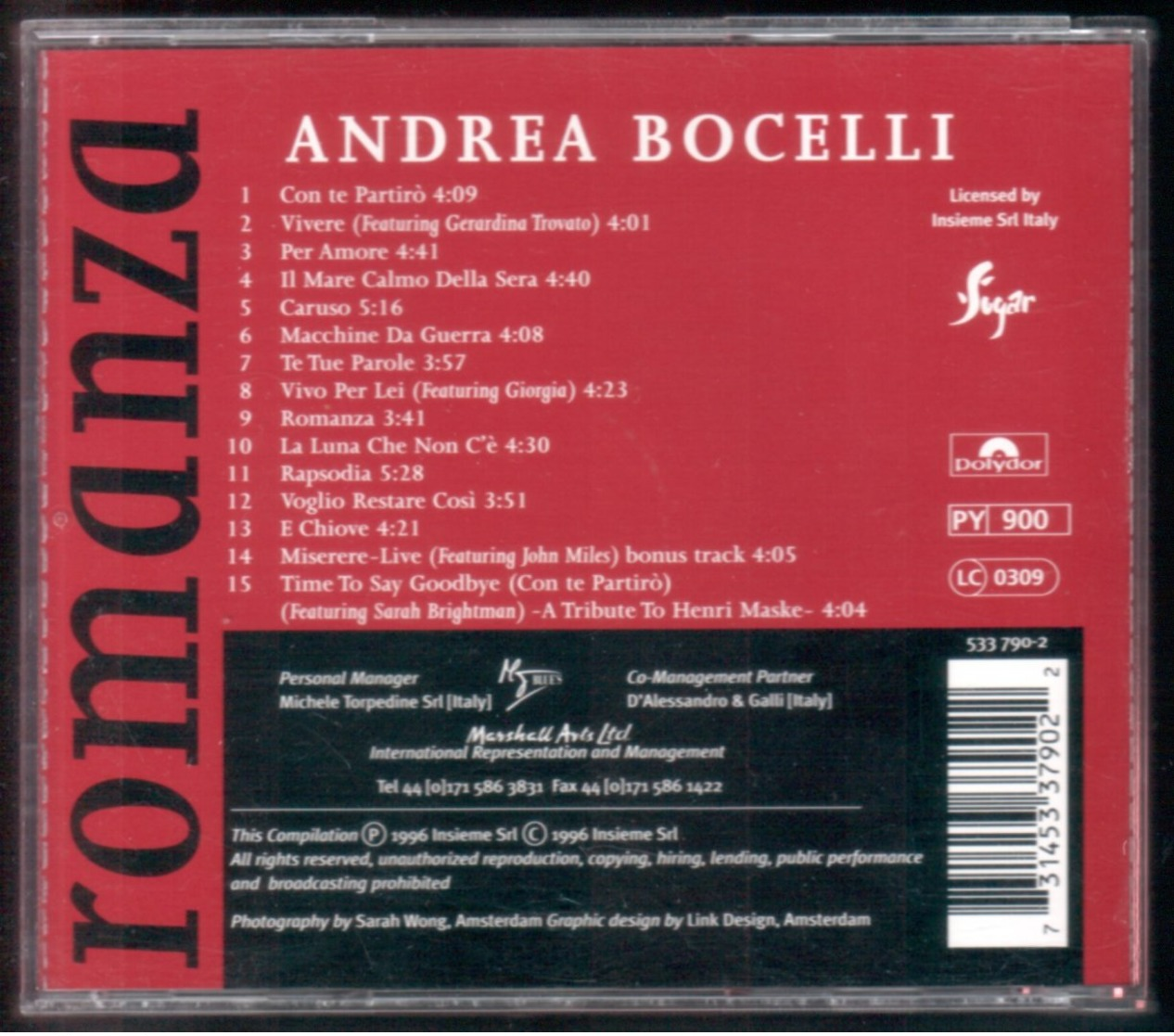 Album CD :  ANDREA BOCELLI - Romanza - Autres - Musique Italienne