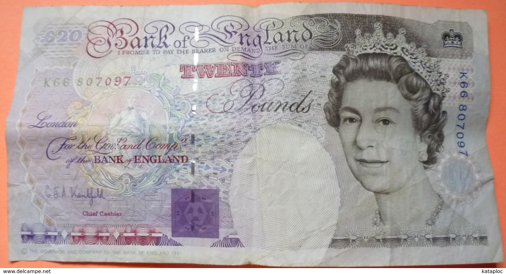 BILLET ENGLAND TWENTY POUNDS 1991 - SCANS RECTO VERSO - 20 Pounds