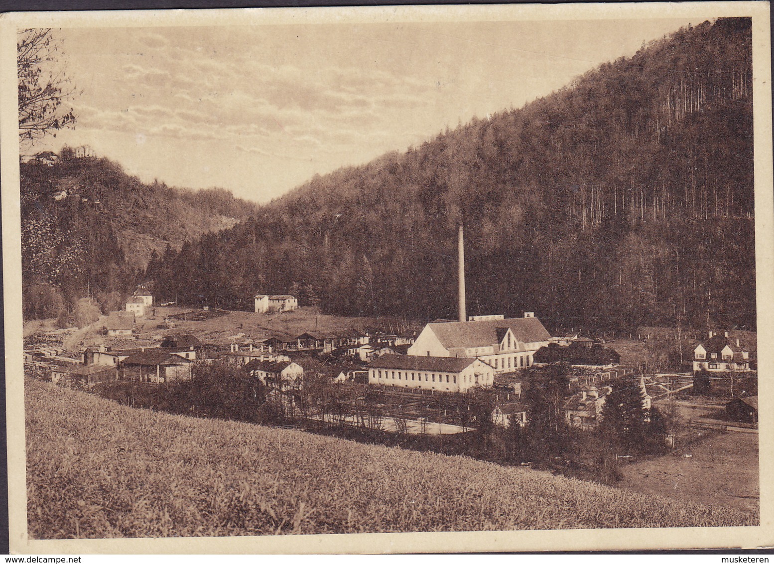 Germany Deutsches Reich PPC Papierfabrik Elsenthal Grafenau, Bayr. Wald Bahnpost GRAFENAU-ZWIESEL 193? (2 Scans) - Freyung