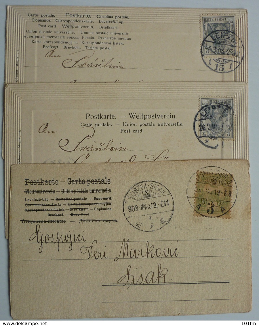 LOT 3 OLD LITHO POSTCARDS - Verzamelingen & Reeksen