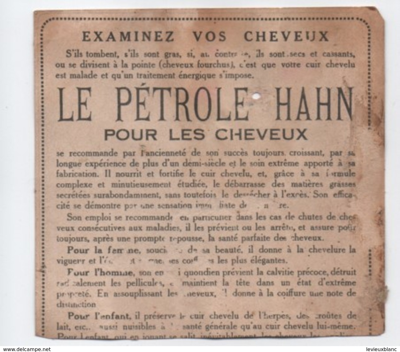 Image à Colorier/Cosmétique/ Pétrole HAHN/Le Pétrole Hahn Pour Les Cheveux /Vers 1930-1950    JE225 - Other & Unclassified