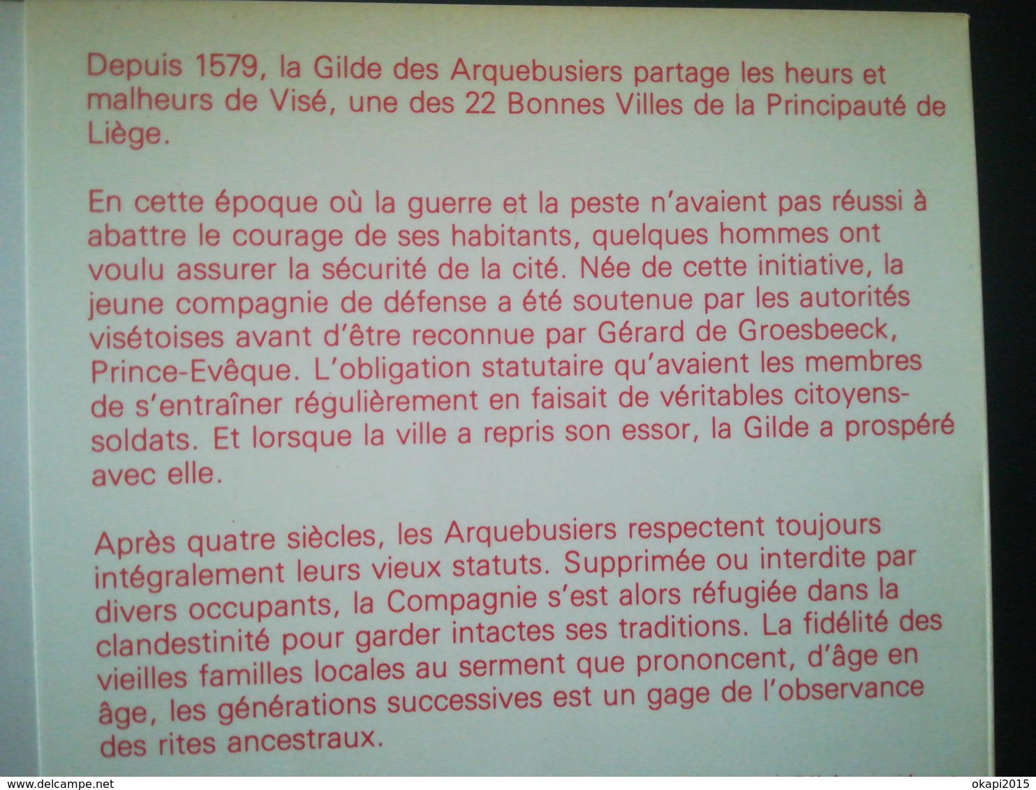 histoire de la Compagnie royale des anciens arquebusiers de Visé 1579 1979 livre régionalisme Wallonie Liège Belgique