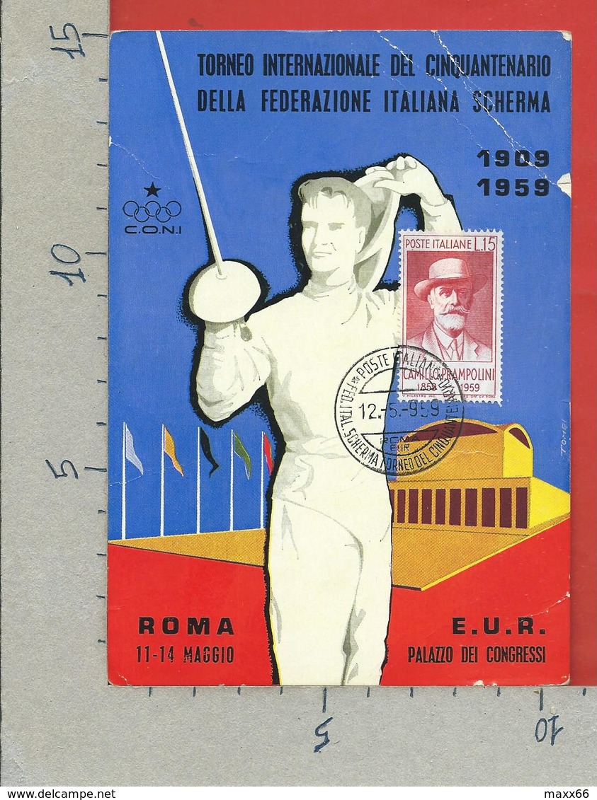 CARTOLINA NV ITALIA - Torneo Internazionale Cinquantenario Federazione Italiana Scherma - 10 X 15 - PRAMPOLINI  1959 - Manifestazioni