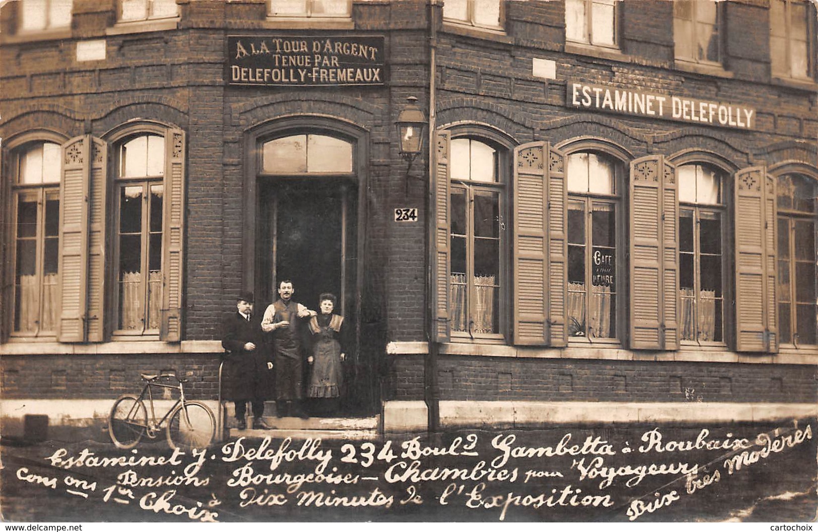 59 - Roubaix - Carte Photo - A La Tour D'Argent - Estaminet J. Delefolly - 234 Bld Gambetta - Une Bien Belle Pose - Roubaix