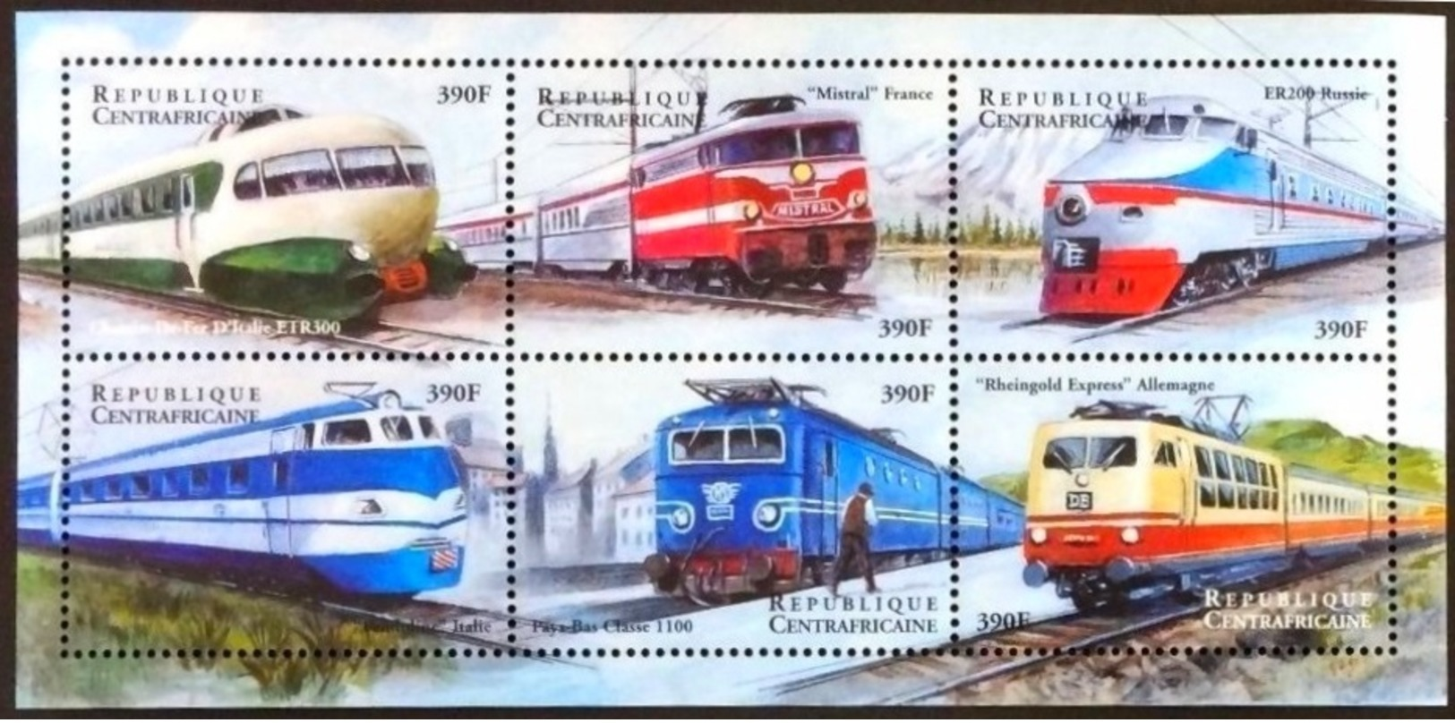 Central Africa 2000**Mi.2385-90 Trains ,MNH [8;42] - Treni