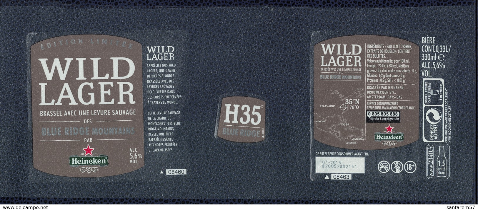 Etiquette Bière Beer Label édition Limitée Heineken Wild Lager Blue Ridge Mountains - Bière