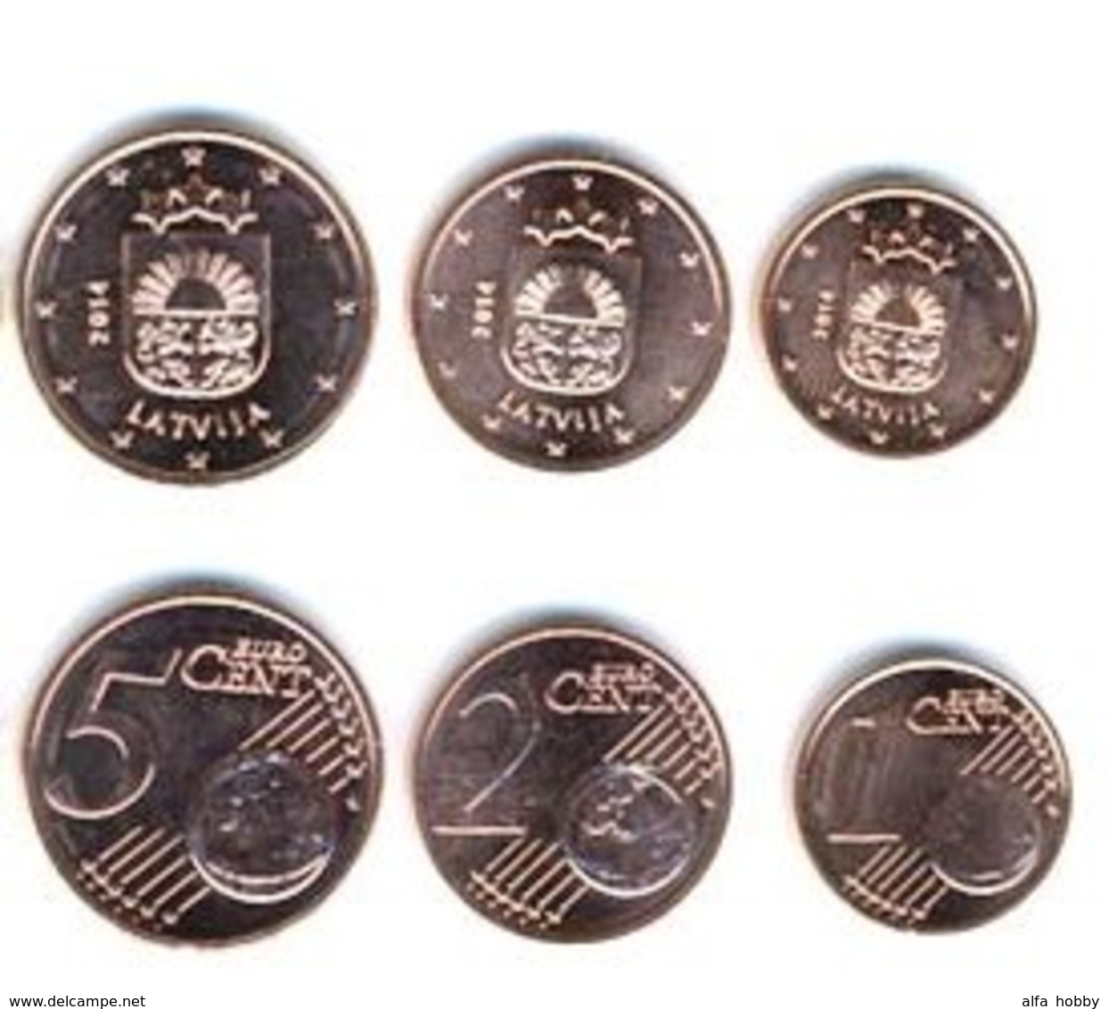 Latvija, 2014, Set Of 1, 2, 5 Euro Cents - Latvia