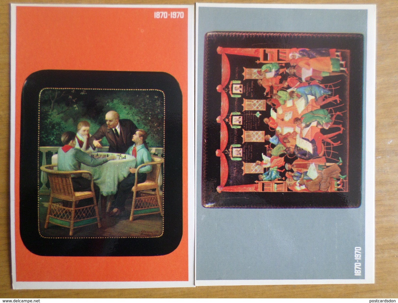 Rare Postcard Set "Lenin Image In Art Works Of Soviet Masters" - JEU - ECHECS - CHESS . OLD USSR PC 1969 - Echecs