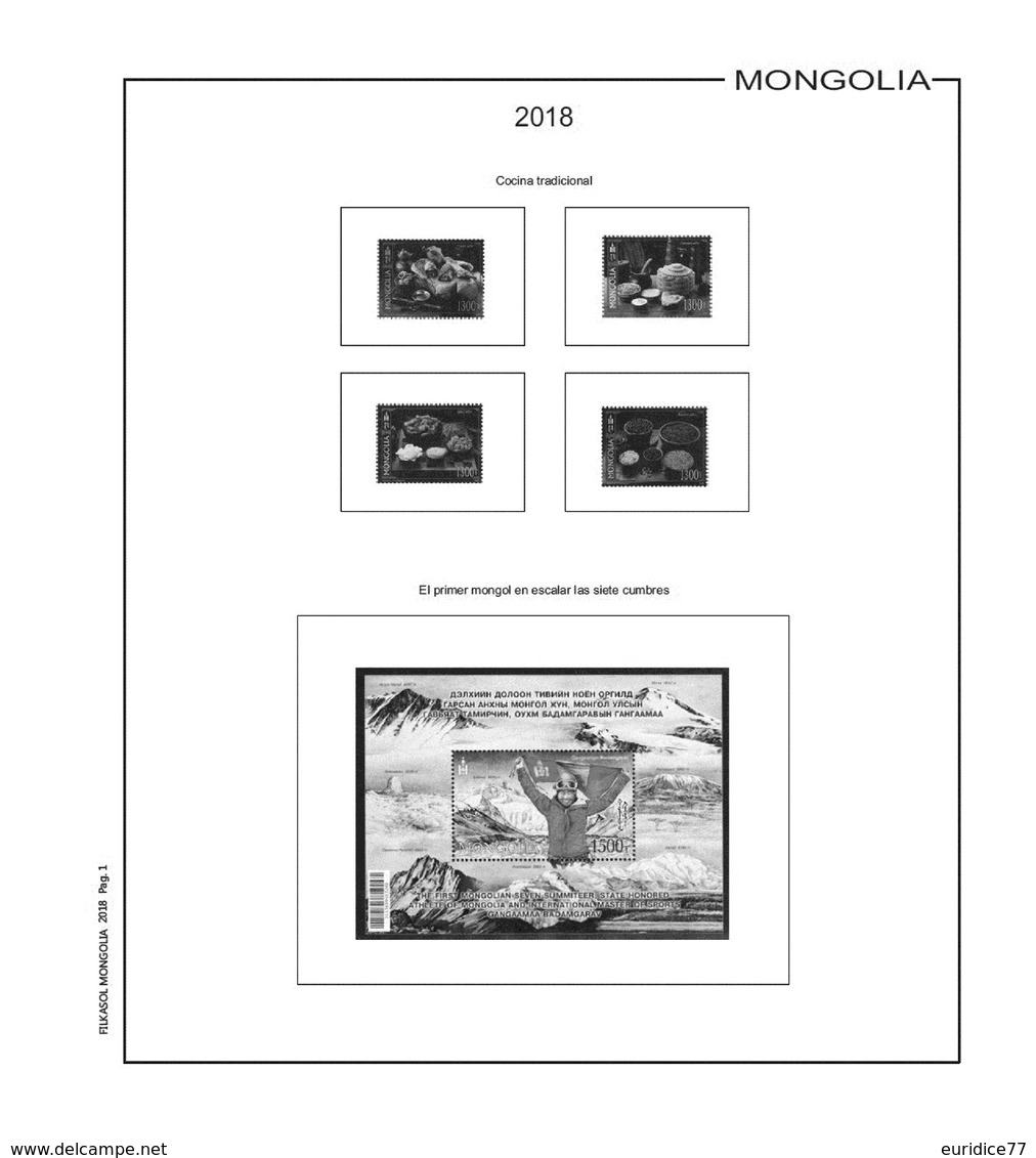 Suplemento Filkasol Mongolia 2018 - Ilustrado Para Album 15 Anillas - Pre-Impresas