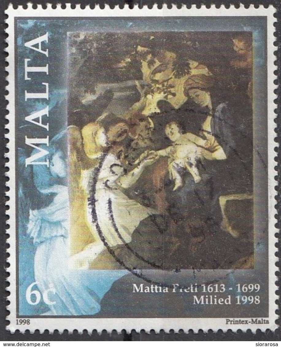 Malta 1998 Sc. 958   "Riposo Nella Fuga In Egitto" - Quadro Dipinto Da Mattia Preti  Paintings Tableaux Viaggiato. Used - Malta