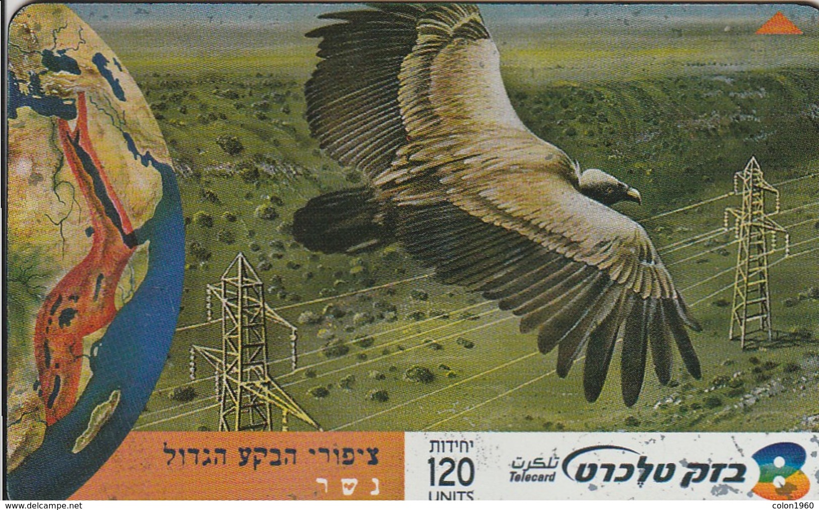 TARJETA TELEFONICA DE ISRAEL. Birds Of The Great Rift Valley, Griffon Vulture. BZ372. (138) - Otros & Sin Clasificación