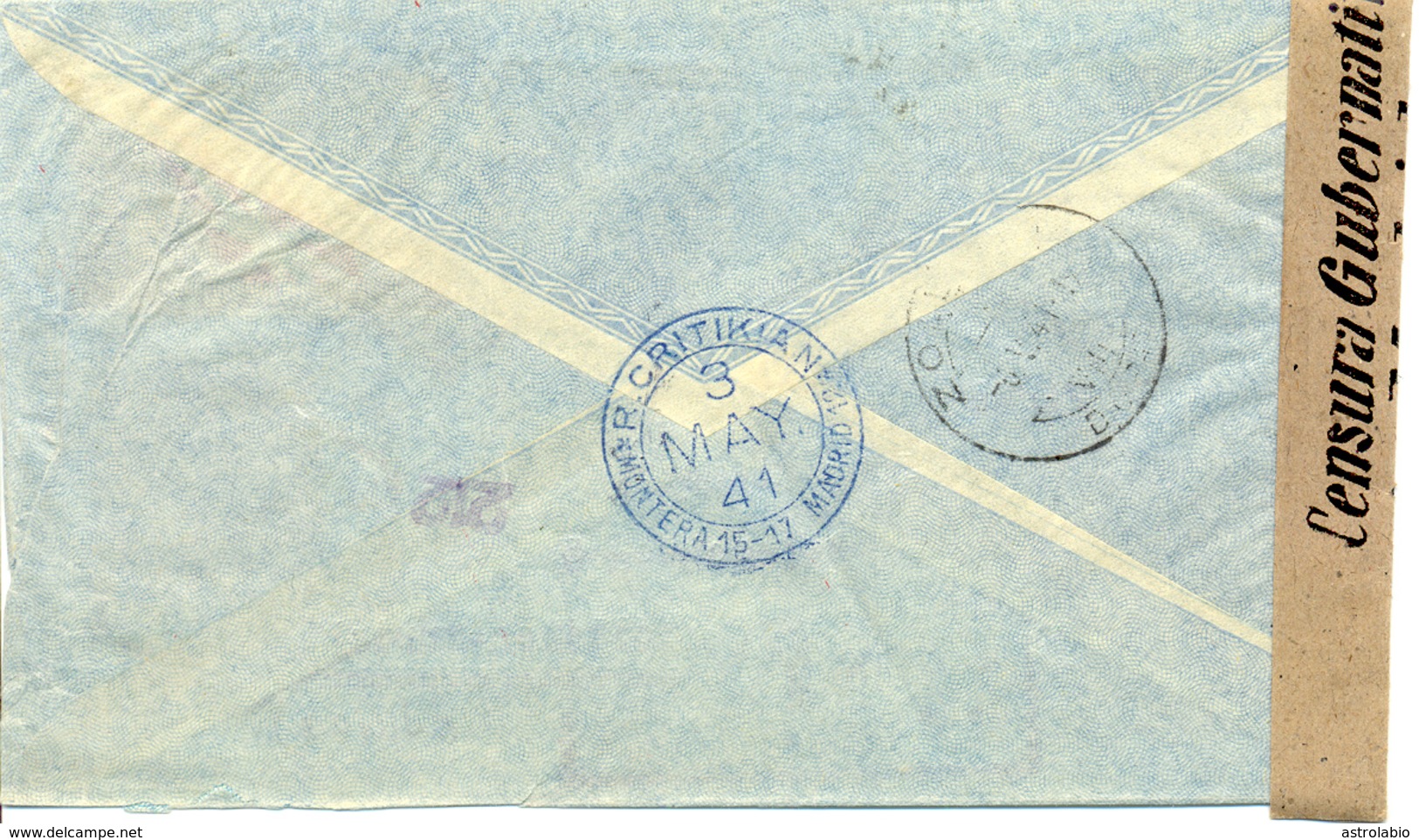 Madrid A Suiza, Carta Certificada 1941 Al Dorso Censura Y Llegada. Ver 2 Scan - Marques De Censures Nationalistes