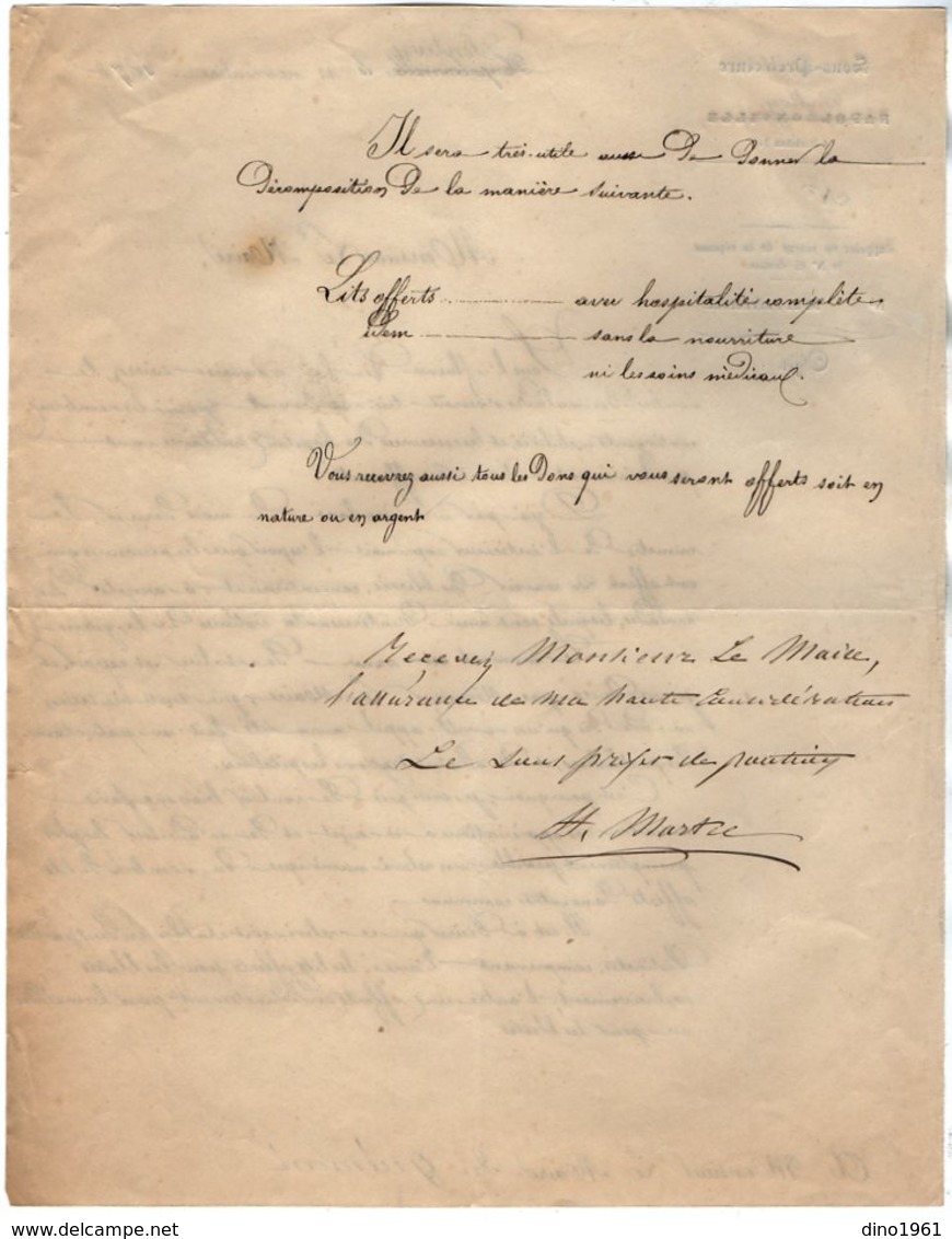 VP14.650 - PONTIVY 1870 - Guerre 1870 / 71 - Lettre Du Sous Préfet Objet Militaire à Mr Le Maire De GUEMENE - Historical Documents