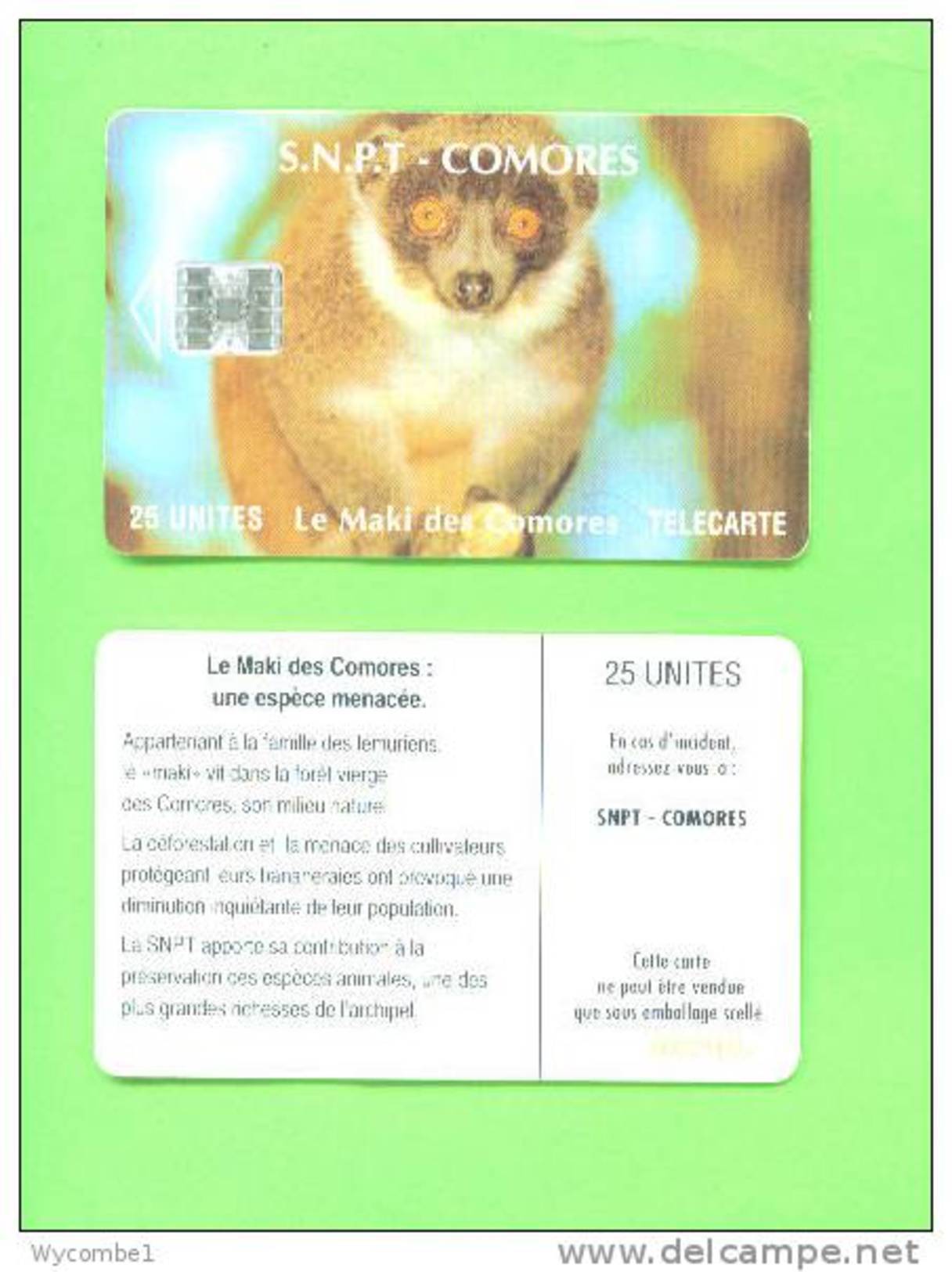 COMORO ISLANDS - Chip Phonecard/Lemur - Comoros