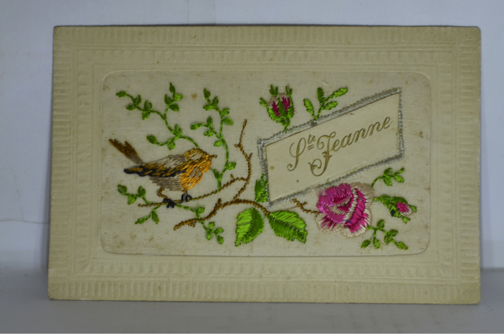 Carte Brodée Ste Jeanne - Embroidered