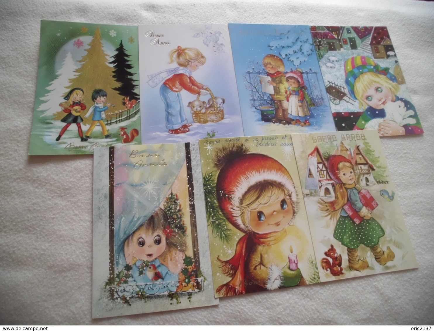 LOT DE 7 ILLUSTRATIONS .....BONNE ANNEE ... - 5 - 99 Postcards