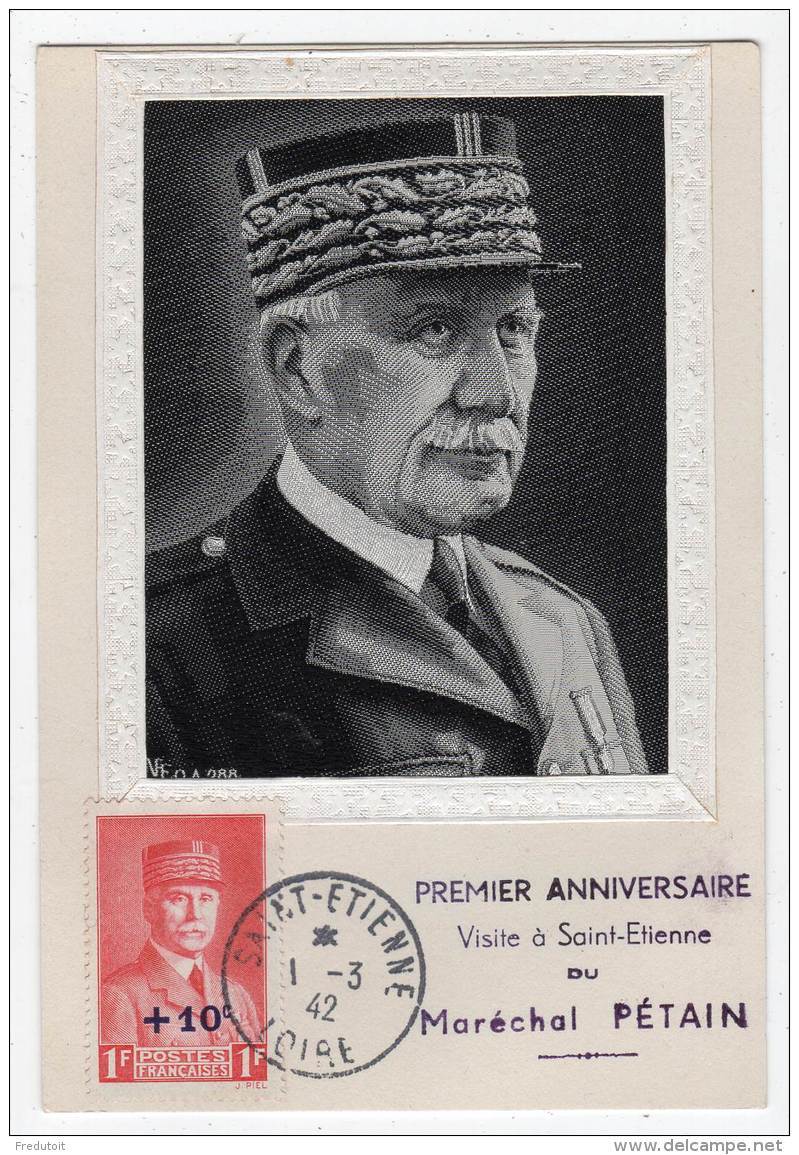 CARTE MAXIMUM - 1942 -  Maréchal  PETAIN   (St Etienne) - 1940-1949