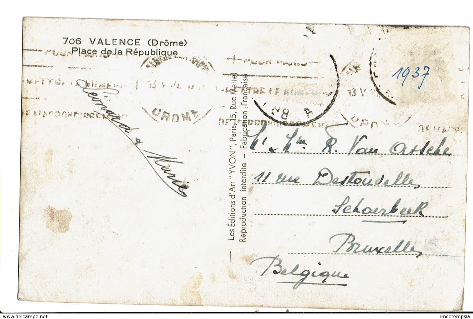 CPA - Carte Postale -France - Valence - Place De La Répubique -1937? VM2065 - Valence