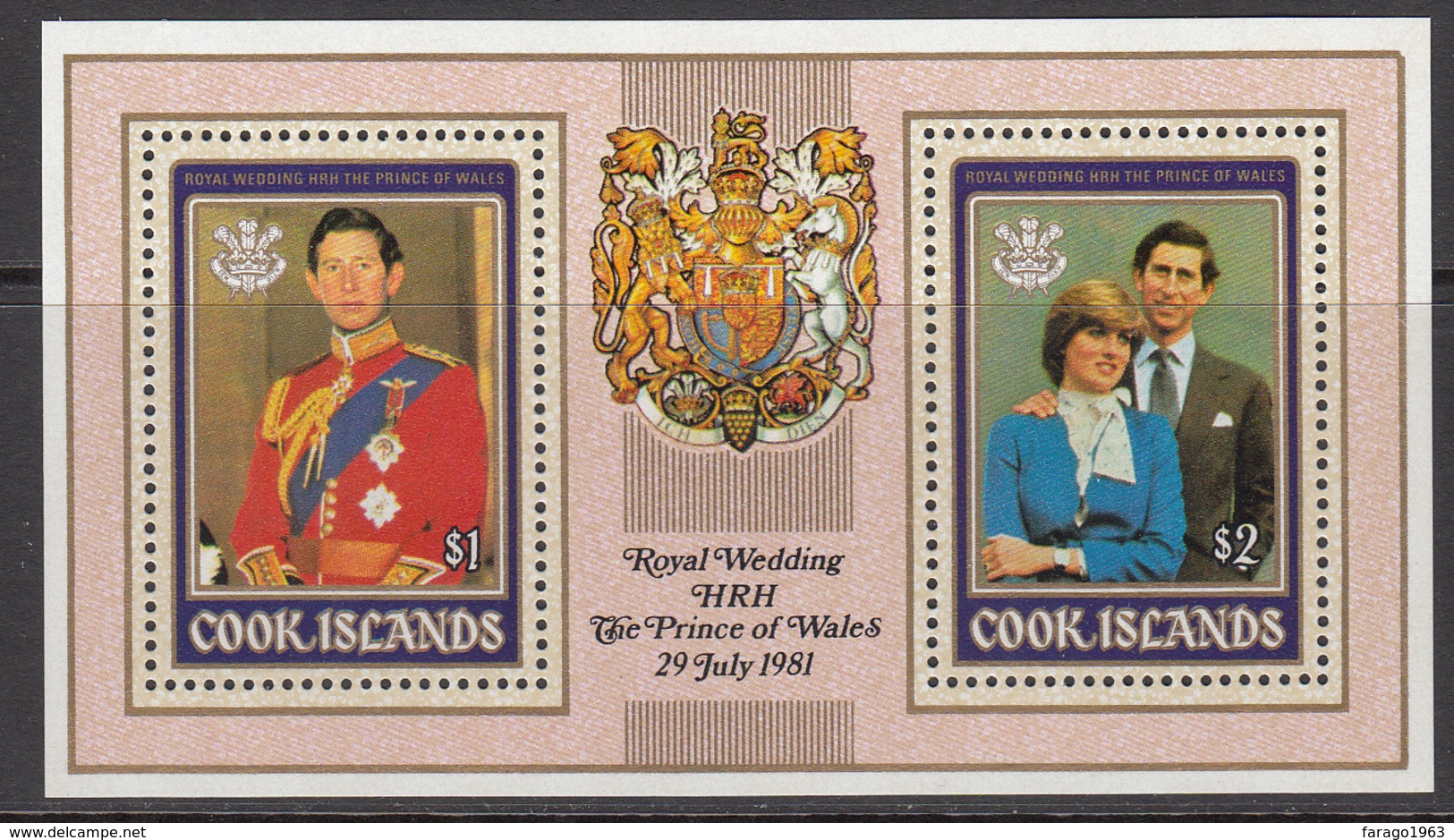 1981 Cook Islands Royal Wedding Diana Souvenir Sheet And 2 Miniature Sheets Of 4 MNH - Cook