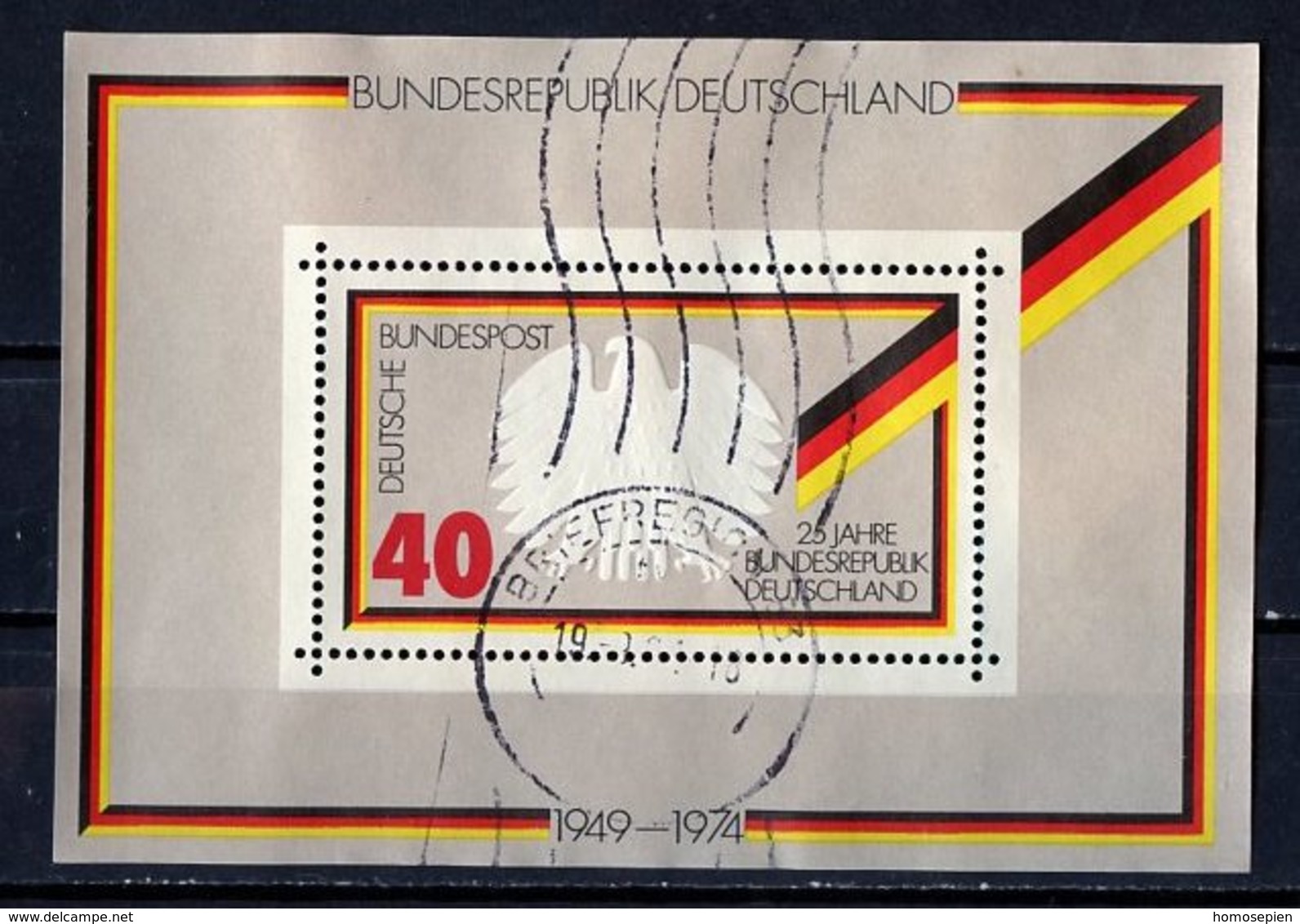 Allemagne Fédérale - Germany - Deutschland Bloc Feuillet 1974 Y&T N°BF9 - Michel N°B10 (o) - Fête De La République - 1959-1980