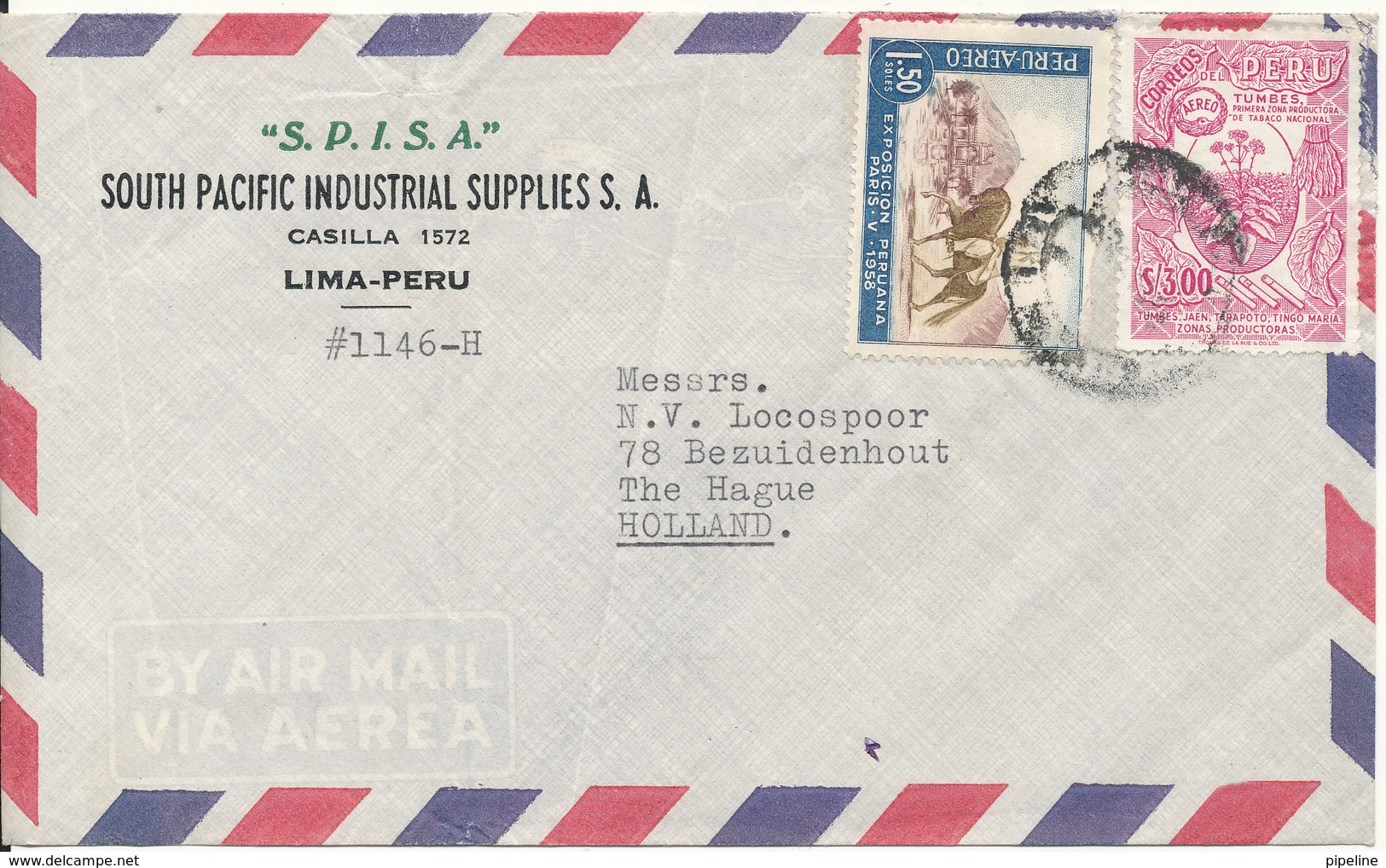 Peru Air Mail Cover Sent To Holland Topic Stamps - Peru
