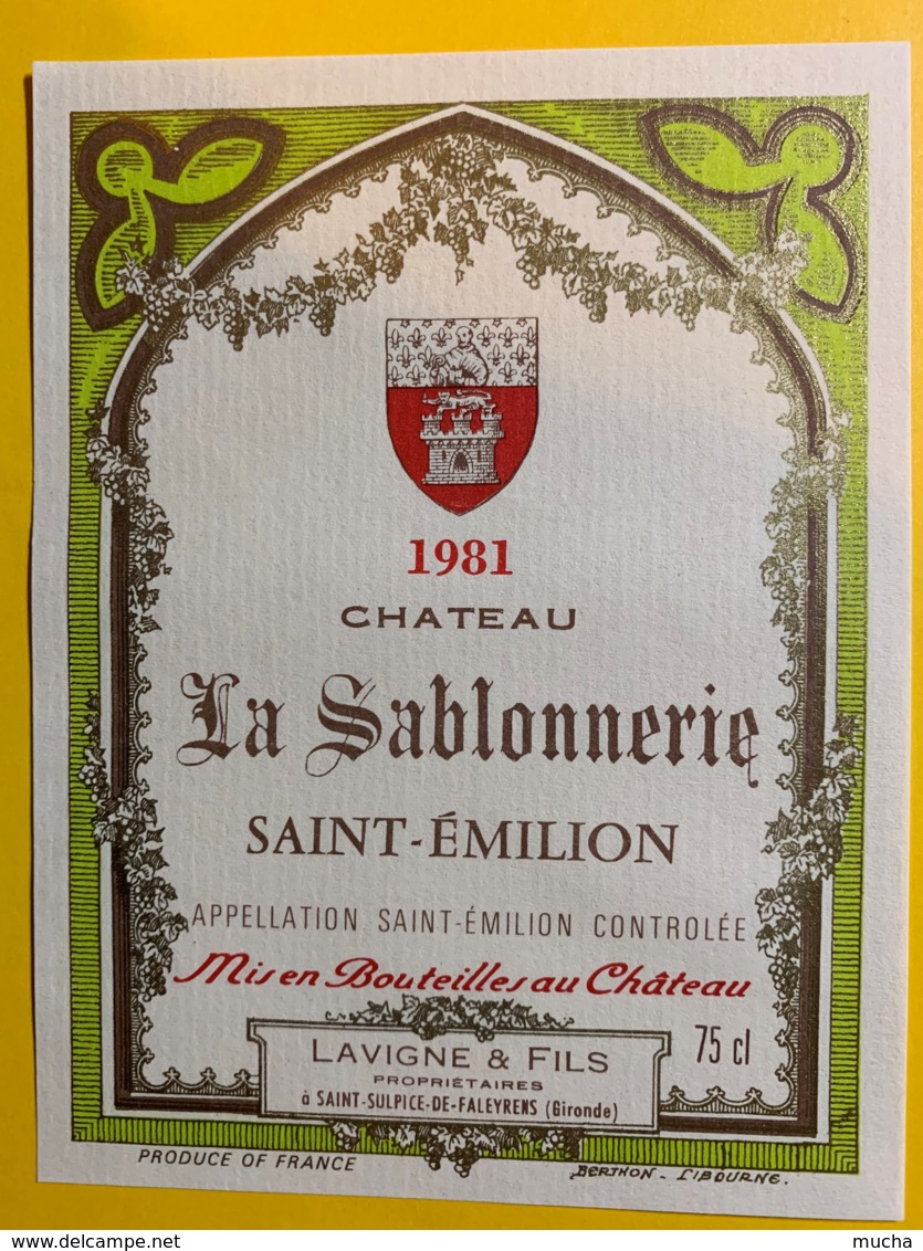 10215 -  Château La Sablonnerie 1981  Saint Emilion - Bordeaux