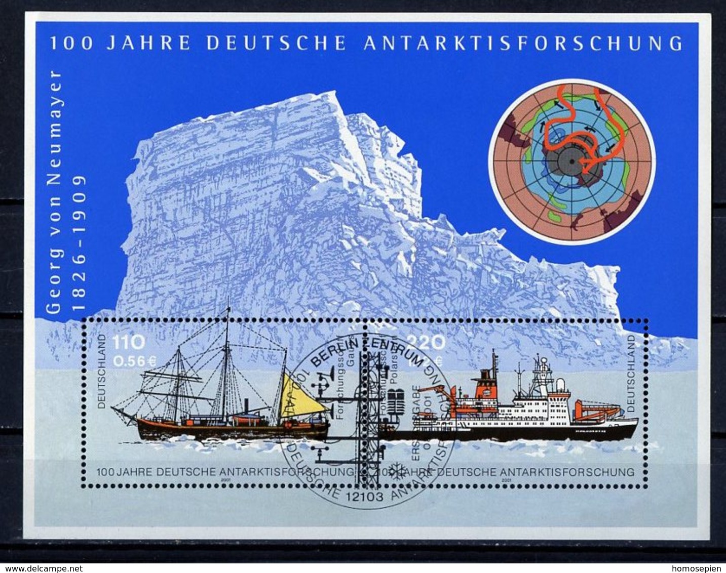 Allemagne Fédérale - Germany - Deutschland Bloc Feuillet 2001 Y&T N°BF55 - Michel N°B57 (o) - Exploration En Antartique - 2001-2010