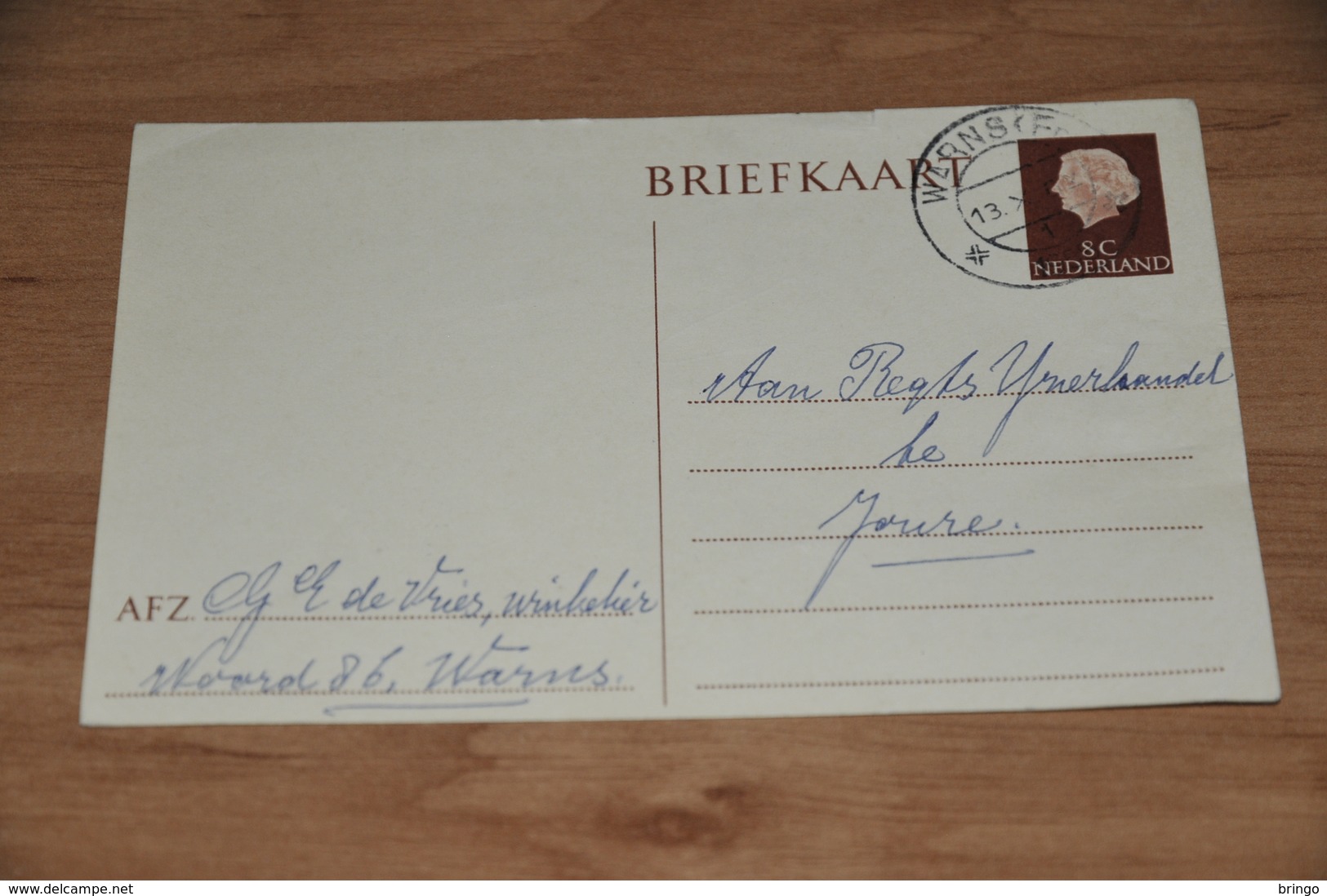 85-  BRIEFKAART VAN WINKELIER DE VRIES UIT WARNS - 1958 - Andere & Zonder Classificatie