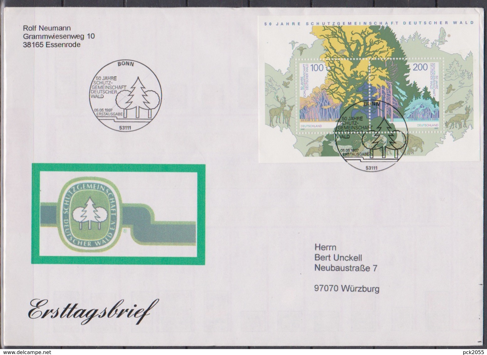 BRD FDC 1997 Nr.1918 - 1919  Block 38 50 Jahre Schutzgemeinschaft Deutscher Wald ( Dg 245 ) Günstige Versandkosten - 1991-2000