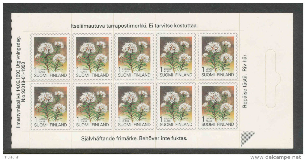 FINLANDE - 1993 - CARNET  YT C1183 - Facit H20 - Neuf ** MNH - Fleurs, Série Courante SVI - 1st Klass - Booklets