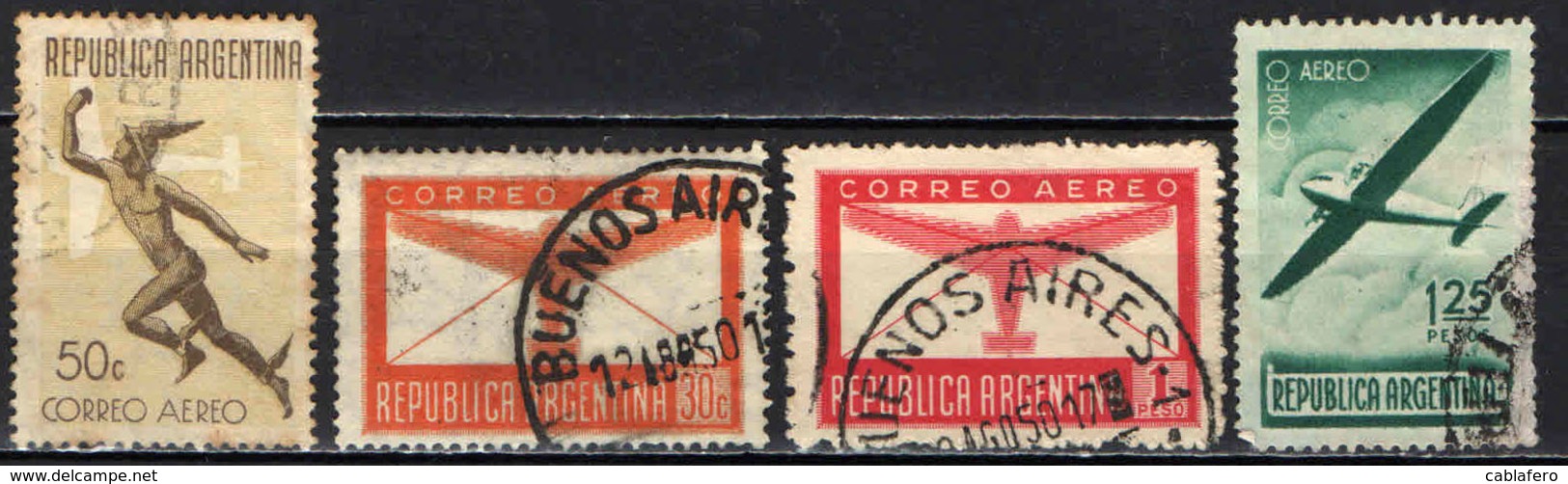 ARGENTINA - 1940 - MERCURIO E AEROPLANO STILIZZATO - USATI - Posta Aerea