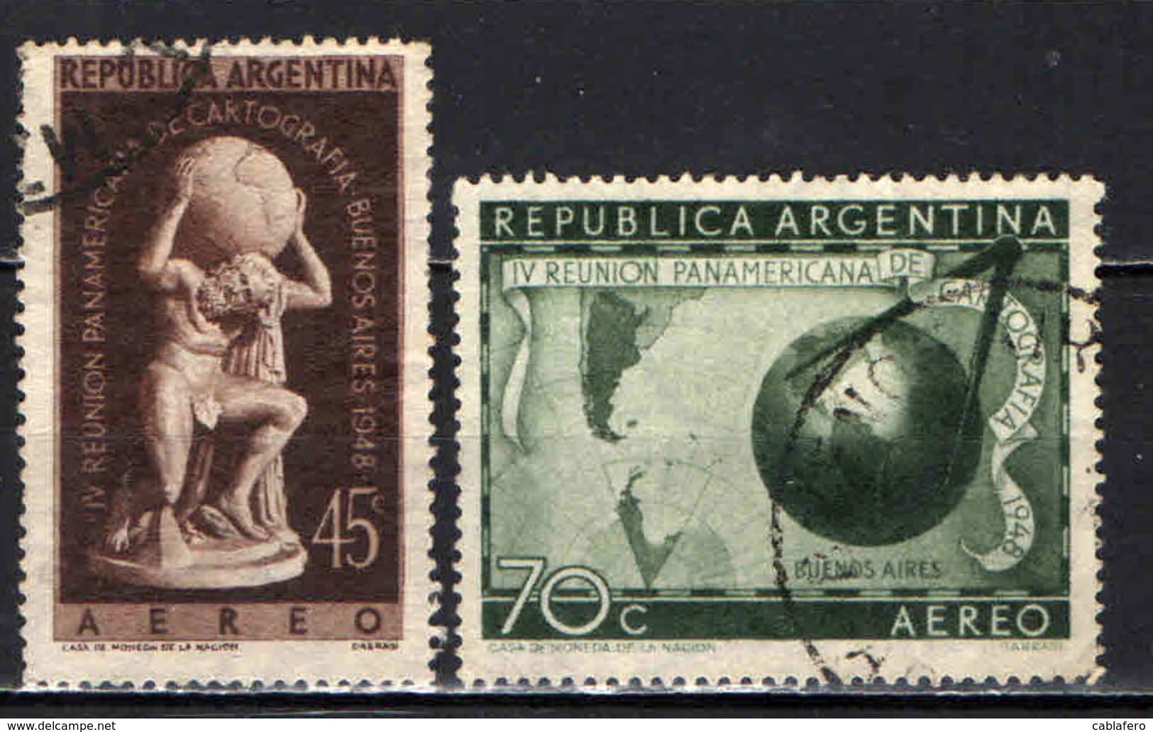 ARGENTINA - 1948 - CONGRESSO DEI CARTOGRAFI PANAMERICANI - USATI - Luchtpost