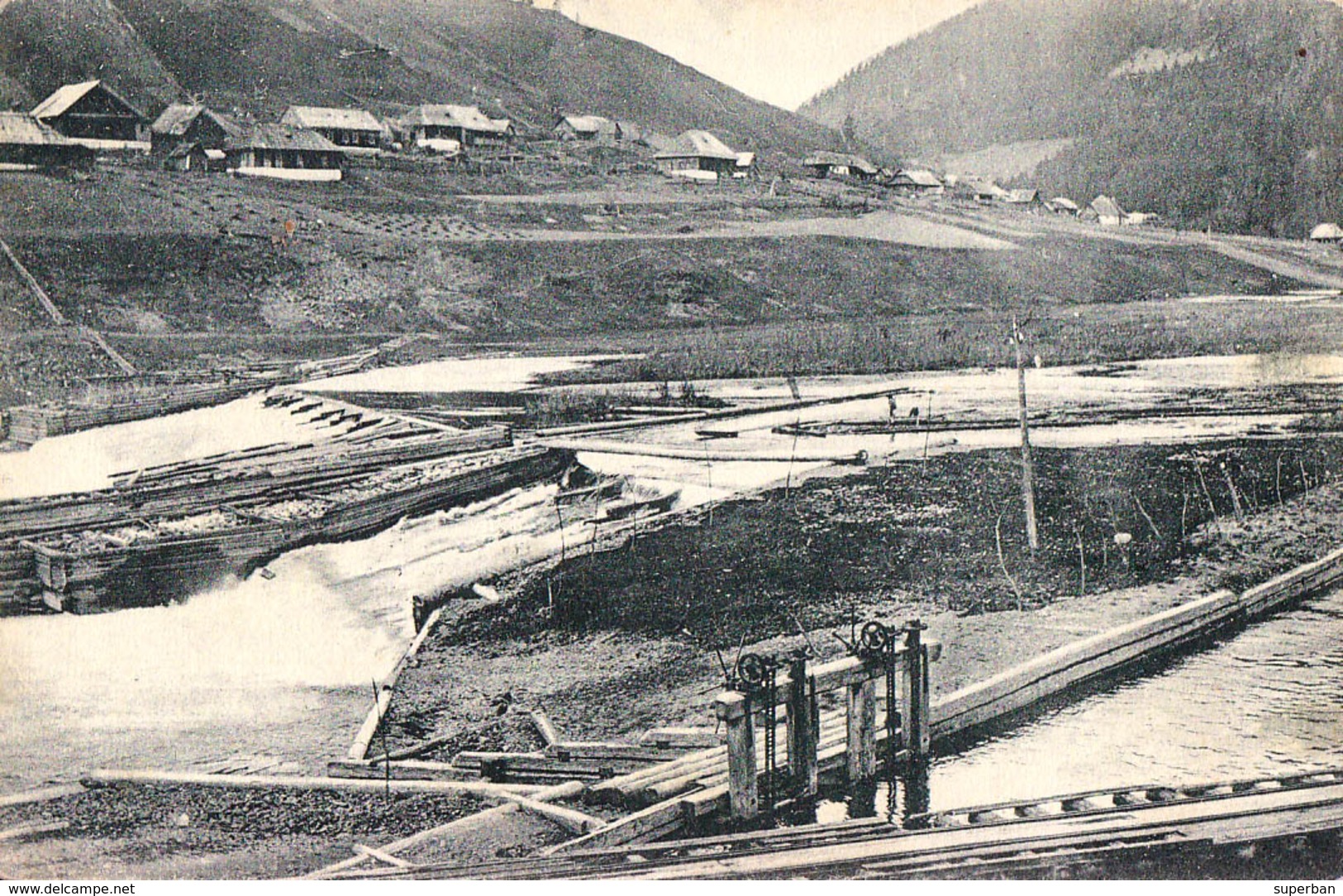 IACOBENI / SUCEAVA : CASCADA / O PLUTA Pe BISTRITA / FLOTTAGE DU BOIS / FLOATING TIMBER On BISTRITA RIVER ~ 1925 (aa988) - Rumänien