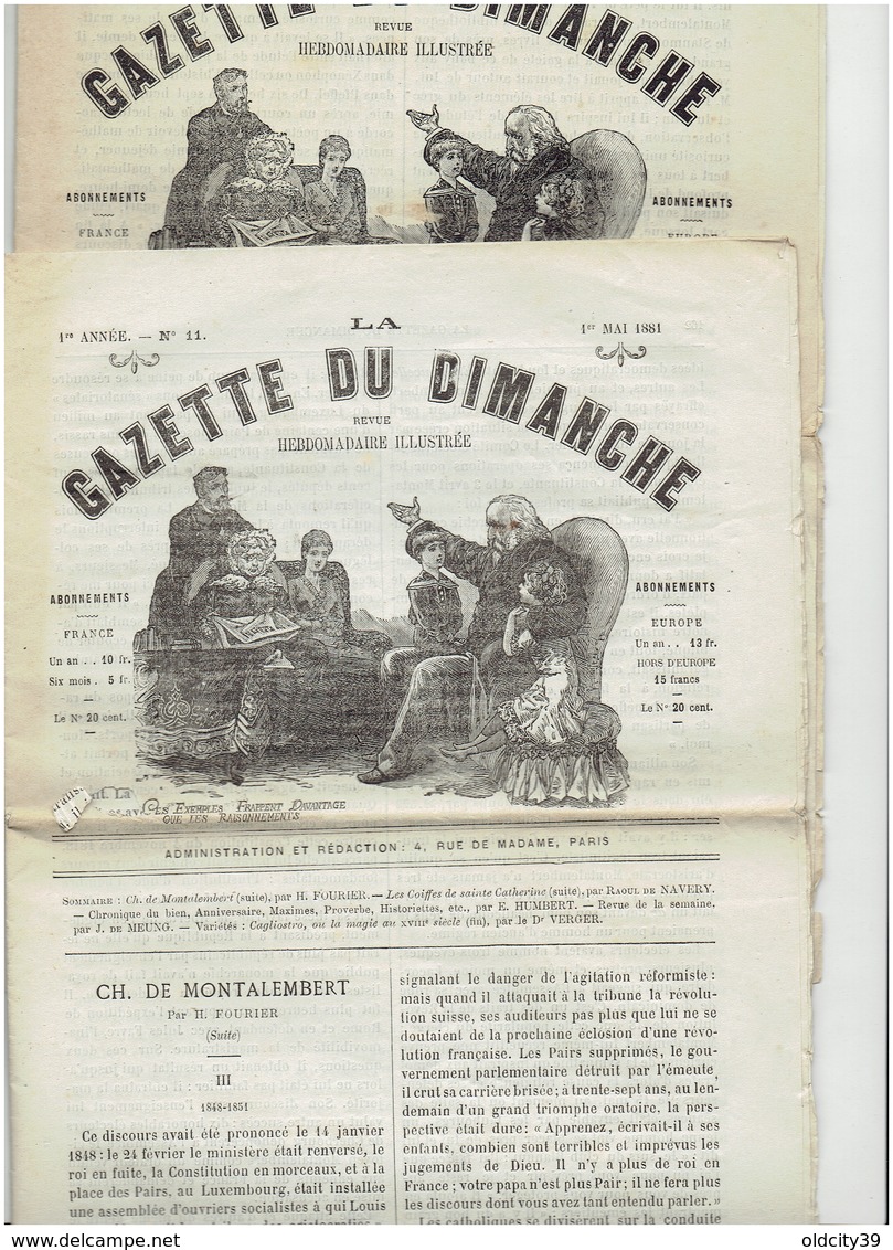 La Gazette Du Dimanche N° 9 Et 11  Du 1 Mai 1881 Et 17 Avril 1881 - 1850 - 1899