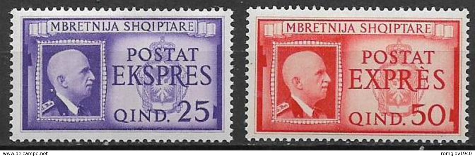 OCCUPAZIONE ITALIANA  ALBANIA 1940 ESPRESSI EFFIGE DI V.EMANUELE III SASS. 1-2 MLH VF - Albania