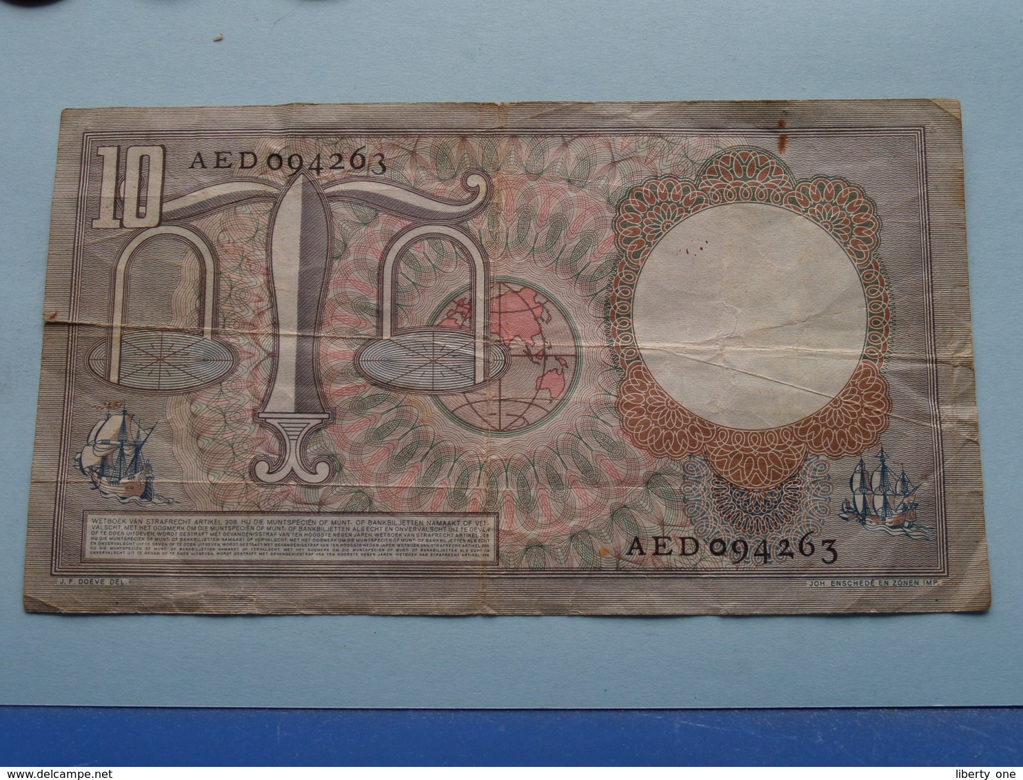 TIEN Gulden AED 094263 / De Nederlandse Bank - Amsterdam 23 Maart 1953 > See Photo For Detail ! - 10 Gulden