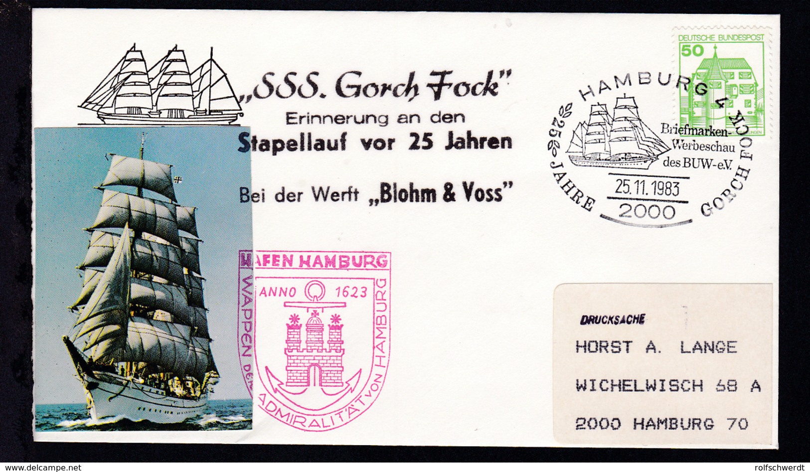 HAMBURG 4 2000 Briefmarken-Werbeschau Des BUW-e.V. 25 JAHRE GORCH FOCK - Autres & Non Classés